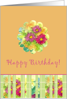 Happy Birthday Pink Aster Flower Watercolor card