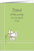 Happy March Birthday Dad White Daffodil Flower card