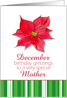 Happy December Birthday Mother Red Poinsettia Flower card