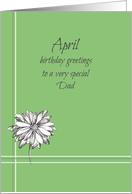 Happy April Birthday Dad White Daisy Drawing card
