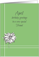 Happy April Birthday Friend White Daisy card
