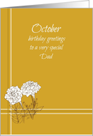 Happy October Birthday Dad White Marigold Flower card