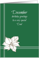 Happy December Birthday Dad White Poinsettia Flower card