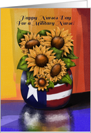 Happy Nurses Day For A Military Nurse, Sunflowers Reflection card