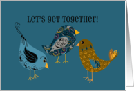 Let’s Get Together Pretty Swirls Birds Invitation card