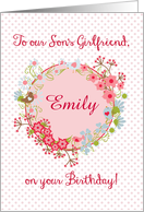 Happy Birthday To Our Son’s Girlfriend, Pink, Birds and Blooms, Floral card