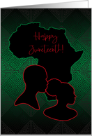 Happy Juneteenth Green Red Black the Colors of the Africa Flag card