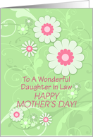 Happy Mother’s Day To Daughter In Law, Flowers and Swirls, Mint Green card