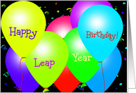 Happy Leap Year Birthday! Bright Balloons card