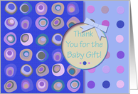 Thank You For the Baby Gift! Blue Ribbon Look, Mod Dots and Circles card
