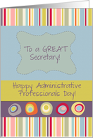 Secretary, Happy Administrative Professionals Day, Modern Art Stripes card