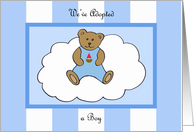 Adoption Announcement Card -- Teddy Bear in Blue card