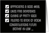 Funny Future Brother in Law Groomsman Card Qualified for Groomsman? card