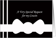 Cousin Will You Be My Ring Bearer? Card -- White Bow Tie on Black card