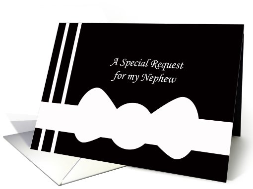 Nephew Will You Be My Ring Bearer? Card -- White Bow Tie on Black card