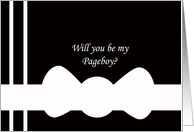 Will You Be My Pageboy? Card -- White Bow Tie on Black card