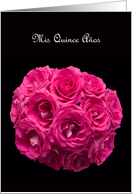 Hot Pink Rose on Black Quinceanera Invitation card
