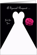 Invitation, Junior Bridesmaid Card in Black, Wedding Gown card