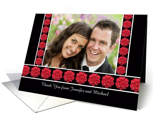 Wedding Photo Thank You Cards -- Photo With Red Roses card (856281)