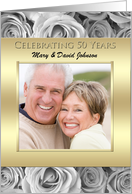 50th Golden Wedding Anniversary Photo Invitations -- Roses with Gold card