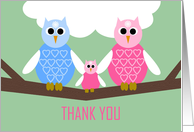 Girl Baby Shower Thank You Poem Card -- Owl Family card