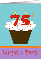 Surprise 75th Birthday Party Invitation -- Cupcake with 75 Candles card