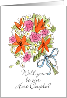 Will you be our Host Couple?-Bridal Bouquet card