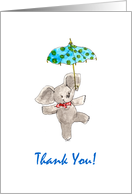 Baby Boy Shower Thank You - Elephant with Blue Umbrella card