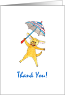 Blue Umbrella Puppy Thank You card