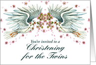 Twin Doves Christening Invitation card