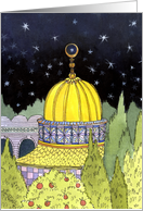 Eid al Fitr Golden Mosque on a Starry Night card