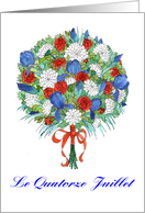 Bastille Day Party Invitation, Bleu Blanc Rouge Bouquet card