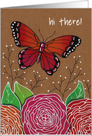 Bright Butterfly saying Hi There card