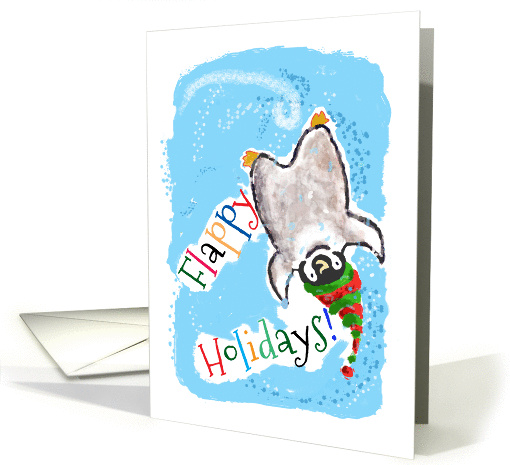 Cute Baby Penguin Humor Flappy Holidays Happy Holidays card (1350004)