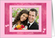 Our Wedding Day Pink Brushed Frame Photo Card