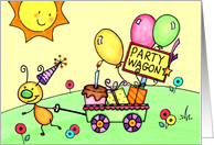 Kids Party Wagon Bugs - Birthday Invitation card