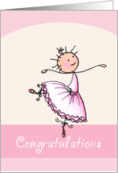 Congratulations Ballet Dance Recital, Pink Stick Figure Ballerina card