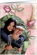 Romantic Roses Photo Insert Engagement Announcement Card