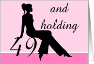 49 And Holding, female silhouette sitting on # 49 card