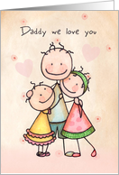 Happy Birthday Day for Daddy from daughters - Cute Stick Figures card