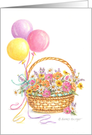 Birthday Balloons and Wildflower Basket Special Wishes card