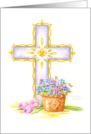 Remembered In Mass Enrollment Cross Flowers Love Hope Peace card