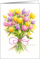 New Job Congratulations Bright And Beautiful Tulip Bouquet card