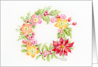 Thank you For the Gift Christmas Floral Medley Wreath Appreciated card