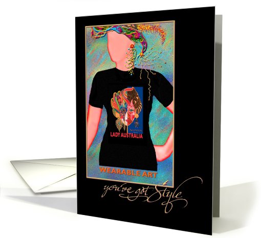 For Her Birthday Greeting Card, 'Lady Australia' T-shirt card. card