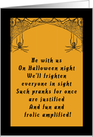 Halloween Party Invitation with Spiders and Spider Webs card