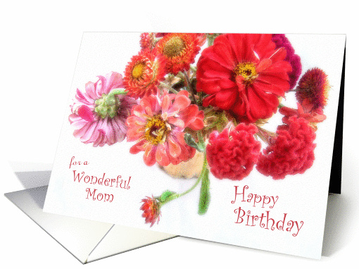 Bright and Beautiful Zinna Bouquet Birthday Card for Mom card
