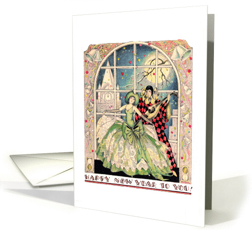 Happy New Year , Vintage Couple Dancing card (978575)