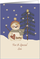 Son Cute Snowman Christmas Card