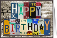 License Plates Happy Birthday Card Car Lover card